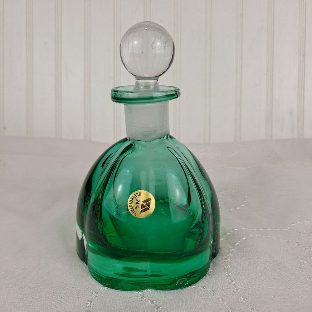 Vintage Bleikrystall Emerald Green Decanter Made in Germany